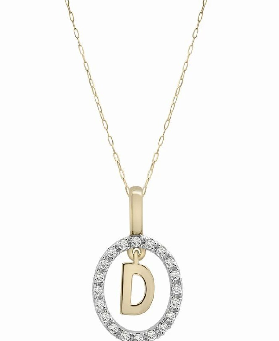 Hot * Wrapped Diamond Initial D 18 Pendant Necklace (1/10 Ct. T.W.) In 14K Gold, Created For Macy'S Yellow Gold