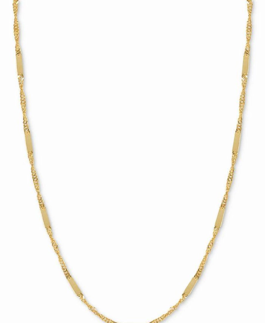 Online * Italian Gold 18 Flat Bar Singapore Chain Necklace (1/3Mm) In 14K Gold Yellow Gold