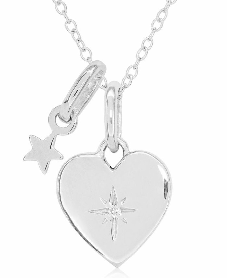 Best * Rhona Sutton Children'S Diamond Accent Heart Necklace In Sterling Silver Silver