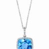 Best * Effy Collection Blue Topaz (7-3/8 Ct. T.W.) & Diamond (1/6 Ct. T.W.) Halo 18 Pendant Necklace In 14K White Gold Blue Topaz