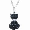 Clearance * Giani Bernini Lack Pave Crystal Cat Pendant With 18 Chain Set In Sterling Silver Black