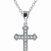 Best * Giani Bernini Cubic Zirconia Cross 18 Pendant Necklace In Sterling Silver, Created For Macy'S Sterling Silver