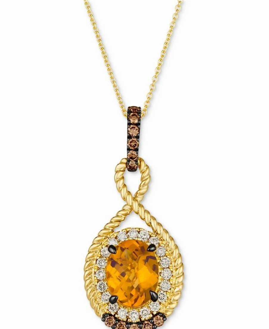 Best * Le Vian Cinnamon Citrine (2-3/8 Ct. T.W.) & Diamond (5/8 Ct. T.W.) Pendant Necklace In 14K Gold, 18 + 2 Extender No Color