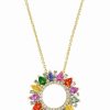 Wholesale * Effy Collection Multi-Gemstone (3-1/10 Ct. T.W.) & Diamond (1/3 Ct. T.W.) Circle 16 Pendant Necklace In 14K Gold Multi Sapphire