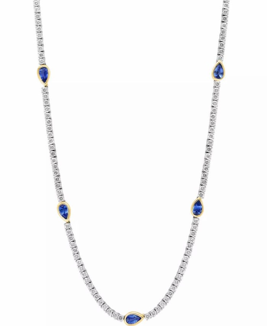 Best * Effy Collection Sapphire (7/8 Ct. T.W.) & Diamond (4 Ct. T.W.) 18 Collar Necklace In 14K Two-Tone Gold Sapphire