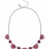 New * Inc International Concepts Silver-Tone Mixed Stone Halo & Cluster Statement Necklace, 17 + 3 Extender, Created For Macy'S Pink