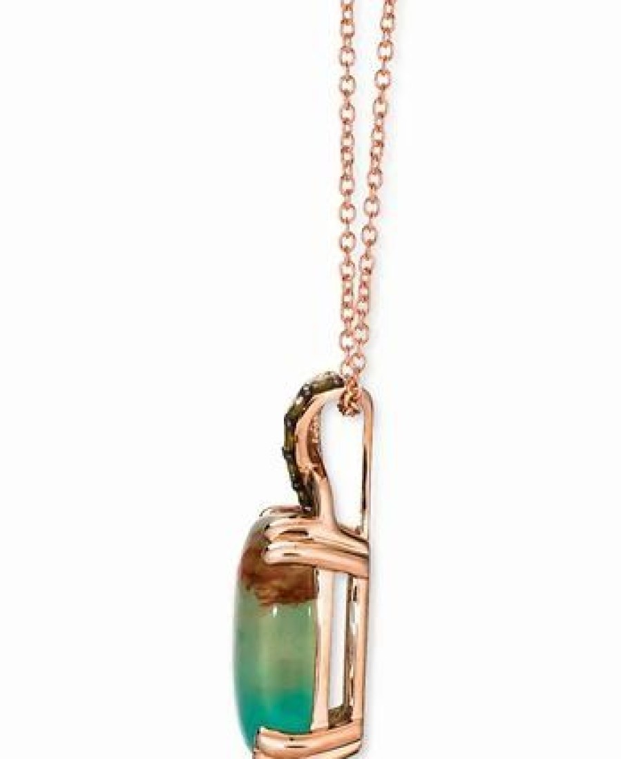 Hot * Le Vian Creme Brulee Aquaprase Candy & Diamond (1/8 Ct. T.W.) 18 Pendant Necklace In 14K Rose Gold Rose Gold