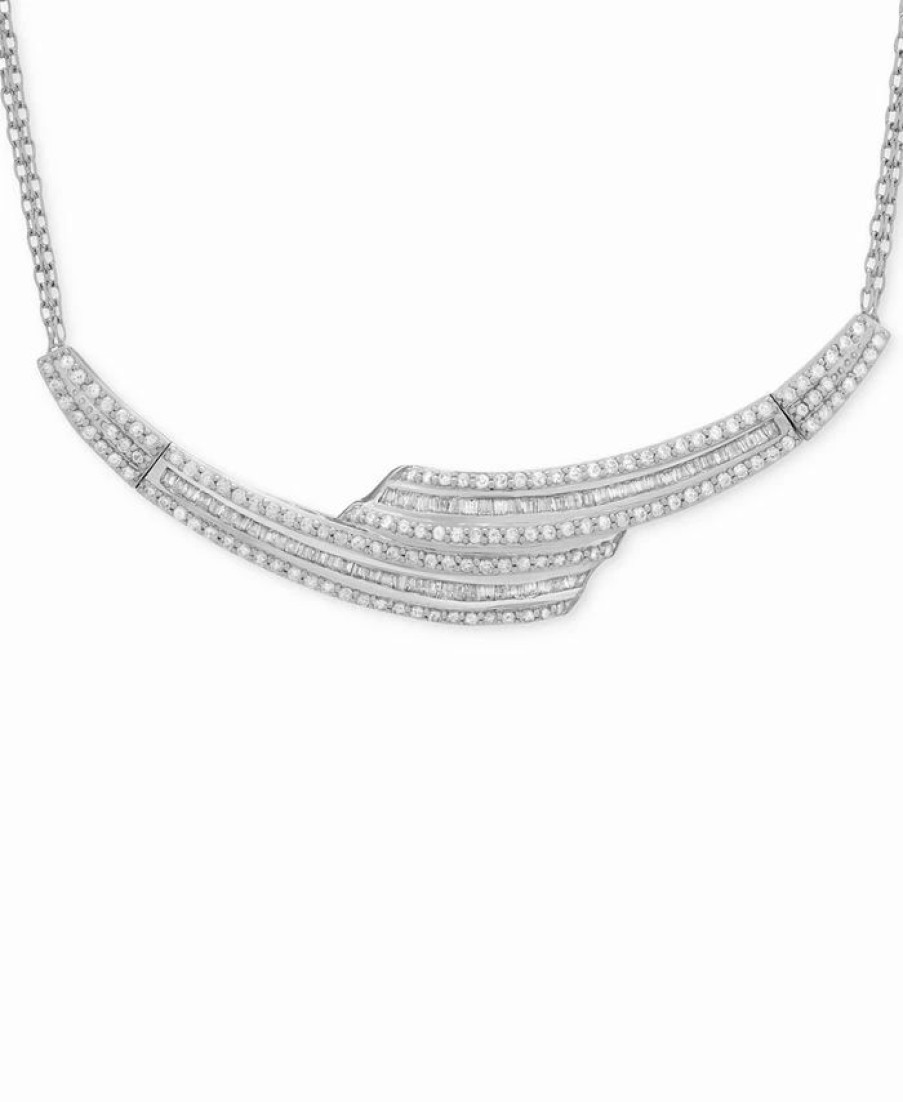 Hot * Wrapped In Love Diamond Collar Necklace (2 Ct. T.W.) In Sterling Silver, Created For Macy'S Sterling Silver