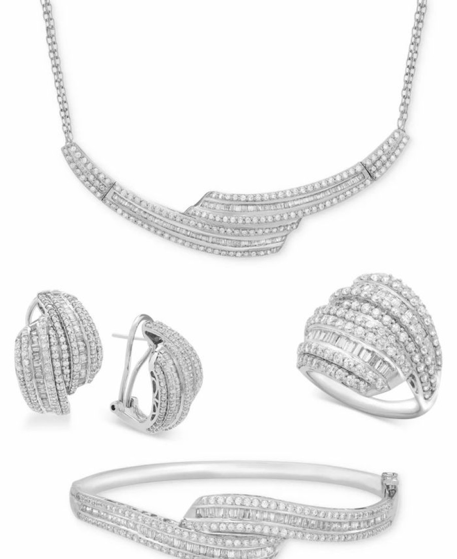 Hot * Wrapped In Love Diamond Collar Necklace (2 Ct. T.W.) In Sterling Silver, Created For Macy'S Sterling Silver