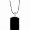 Online * Effy Collection Men'S Black Agate Dog Tag 22 Pendant Necklace In Sterling Silver Sterling Silver