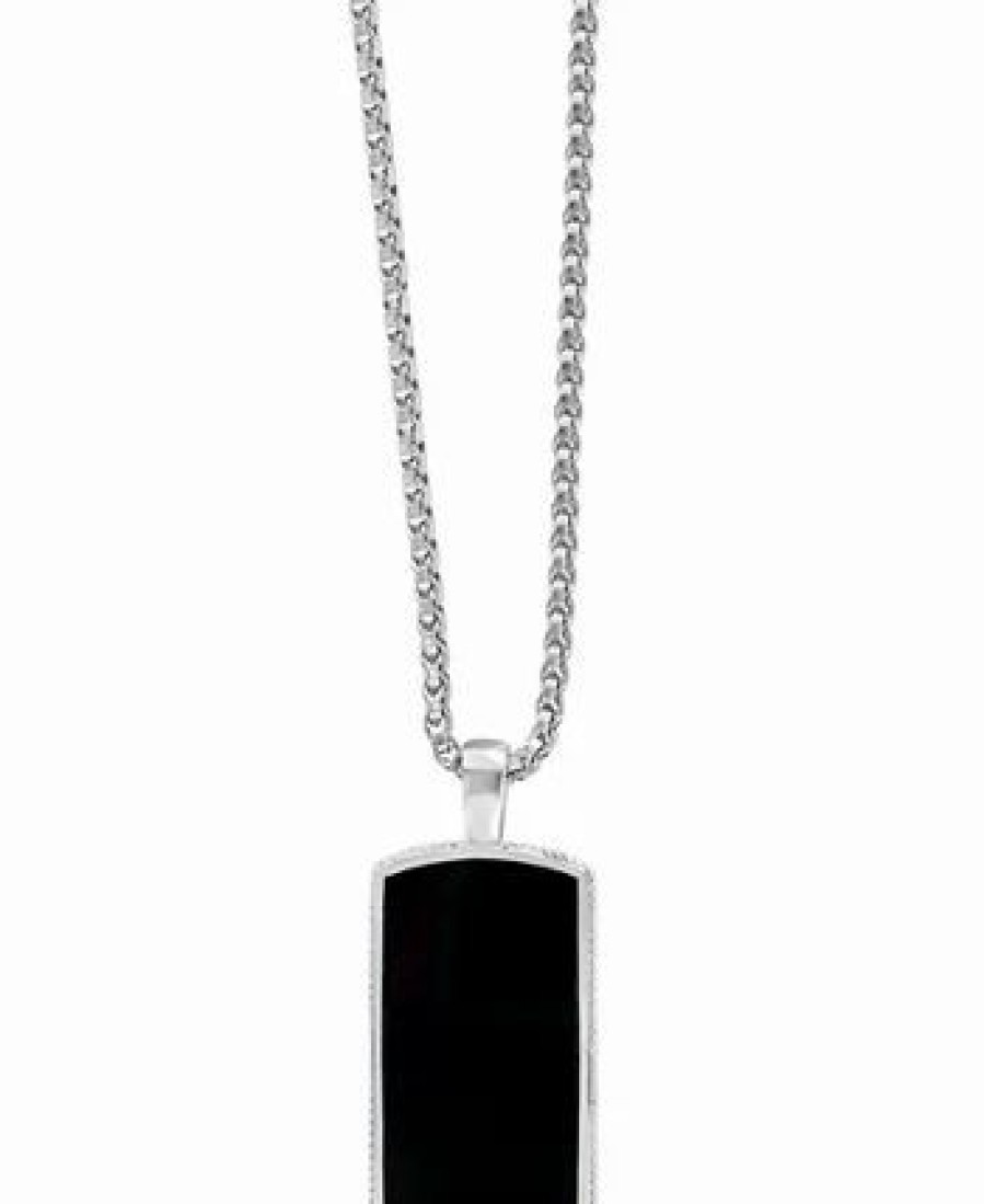 Online * Effy Collection Men'S Black Agate Dog Tag 22 Pendant Necklace In Sterling Silver Sterling Silver