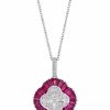 Best * Effy Collection Ruby (2-3/8 Ct. T.W.) & Diamond (5/8 Ct. T.W.) 18 Pendant Necklace In 14K White Gold Ruby