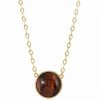 Wholesale * 2028 Gold-Tone Burnt Tiger Eye Stone Necklace Brown