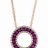 Best * Effy Collection Ruby (1/3 Ct. T.W.) & Diamond (1/5 Ct. T.W.) Circle 18 Pendant Necklace In 14K Rose Gold Ruby