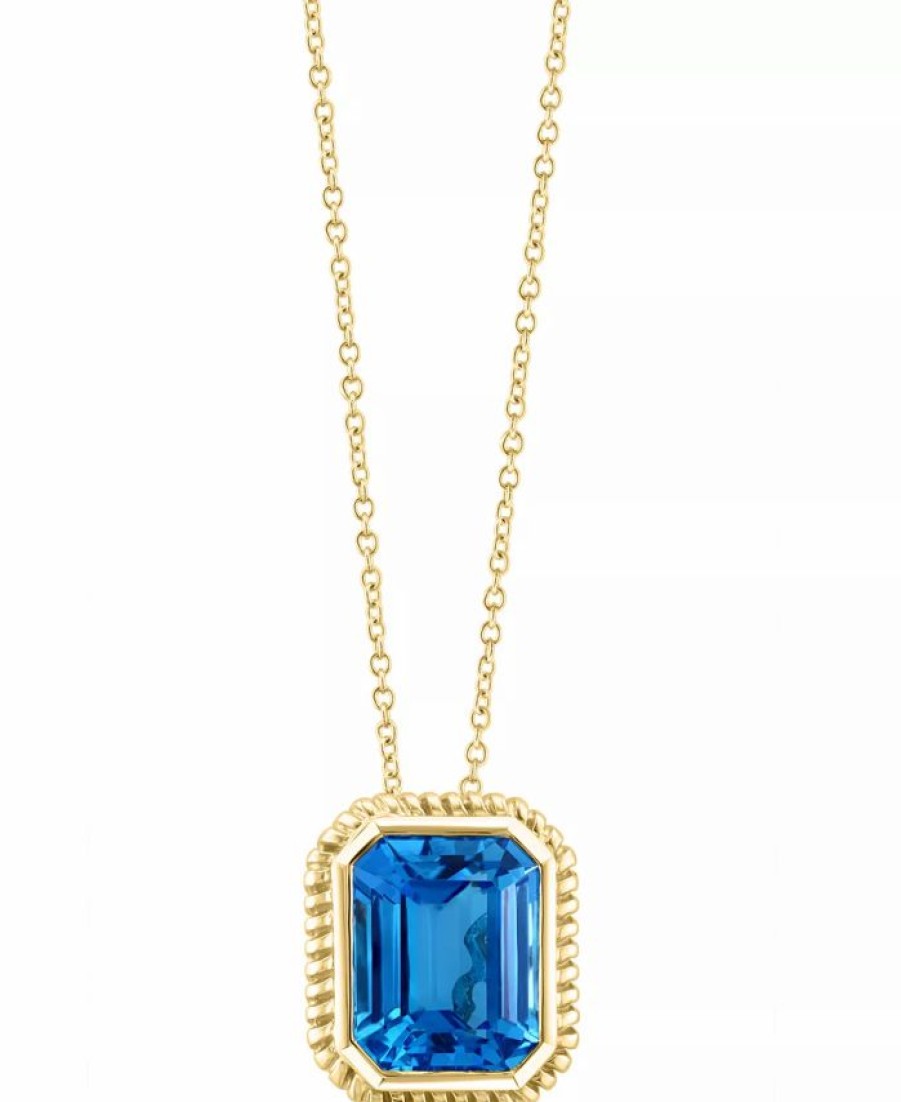 New * Effy Collection Blue Topaz Solitaire 18 Pendant Necklace (8-1/3 Ct. T.W.) In 14K Gold Blue Topaz