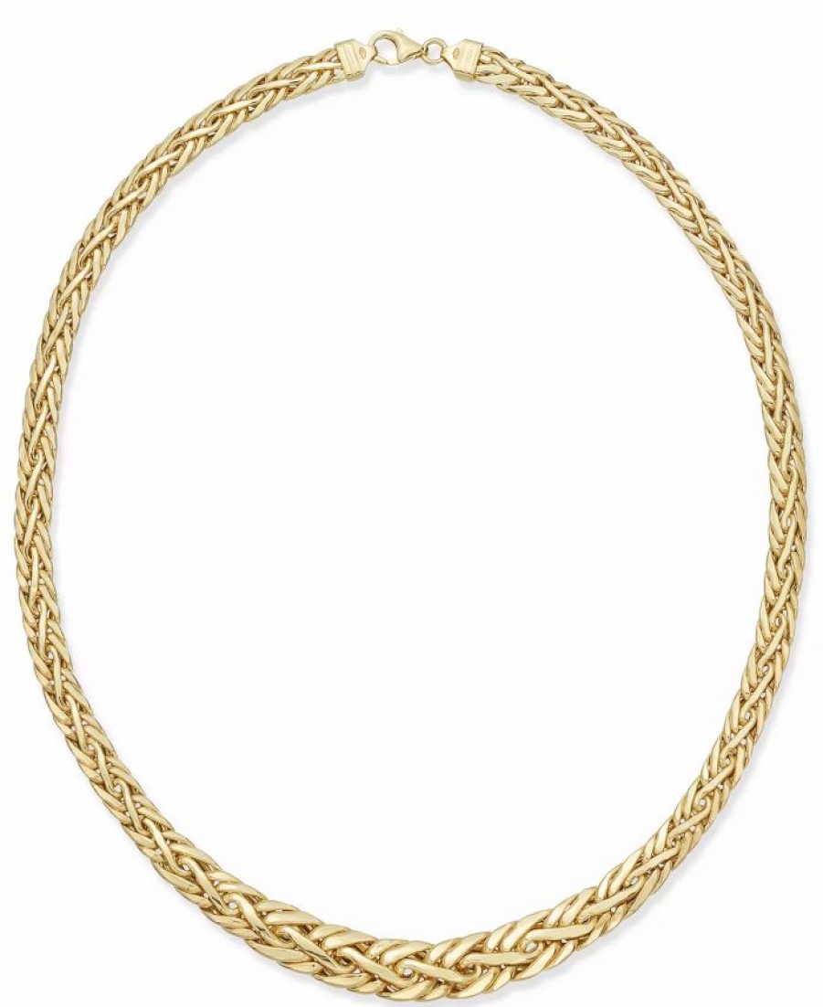 Clearance * Italian Gold Polished Weave-Style Collar Necklace In 14K Gold Yellow Gold