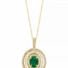 Clearance * Effy Collection Emerald (1-1/2 Ct. T.W.) & Diamond (5/8 Ct. T.W.) Multi-Halo 18 Pendant Necklace In 14K Gold Emerald