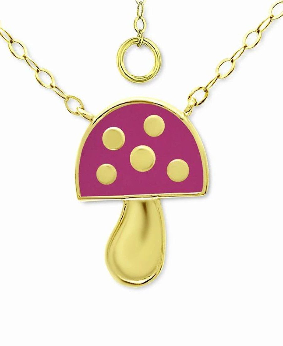 Hot * Giani Bernini Enamel Mushroom Pendant Necklace In 18K Gold-Plated Sterling Silver, 16 + 2 Extender, Created For Macy'S Gold Over Silver