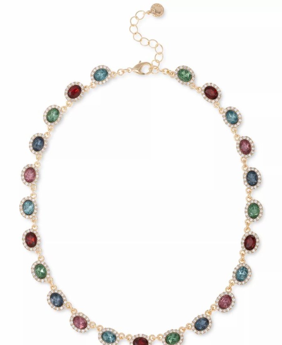 Best * Charter Club Gold-Tone Pave & Color Stone Oval Halo All-Around Statement Necklace, 17 + 2 Extender, Created For Macy'S Multi