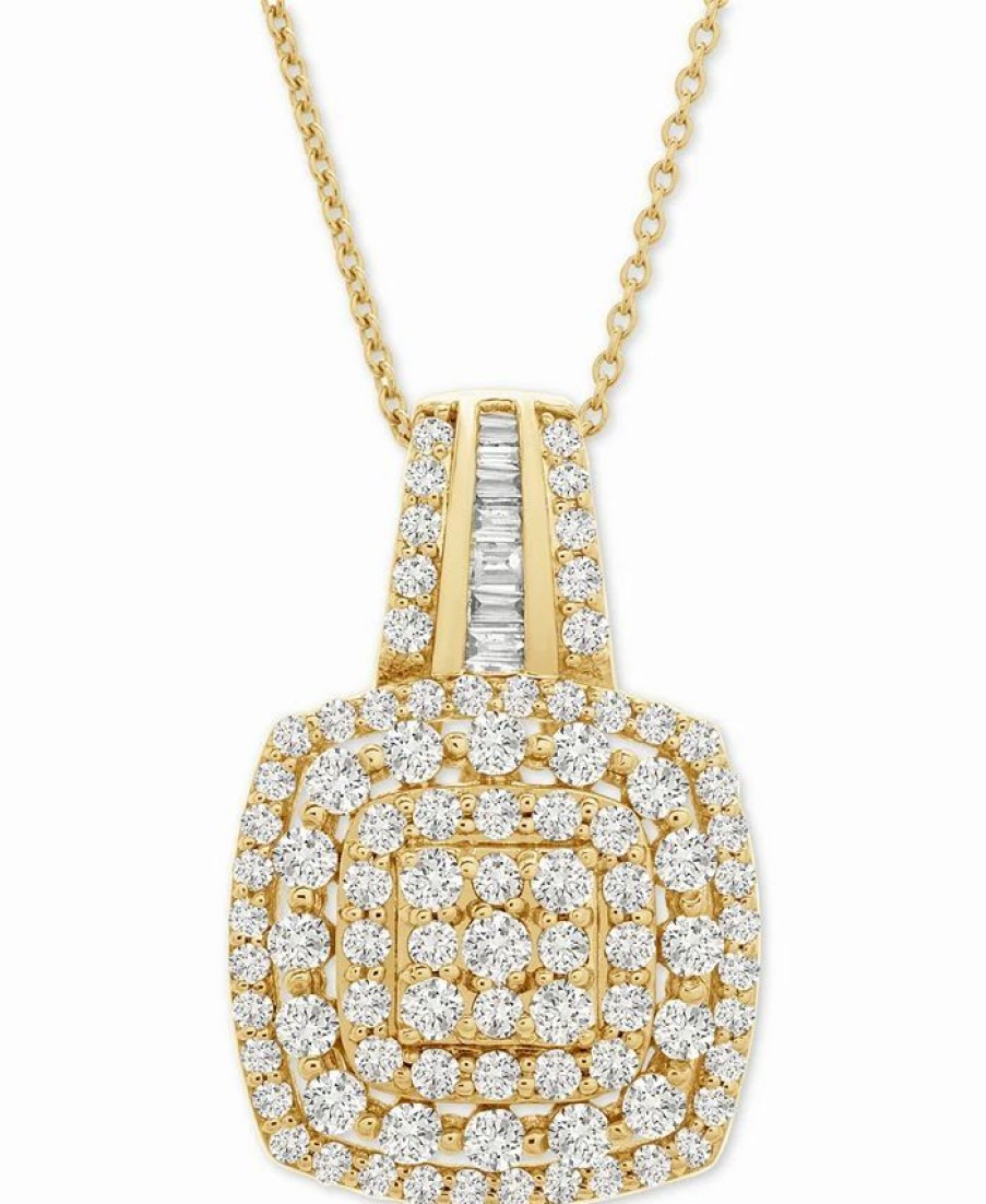 Hot * Wrapped In Love Diamond Cushion Cluster 18 Pendant Necklace (1 Ct. T.W.) In 14K Gold, Created For Macy'S 14K Yellow Gold