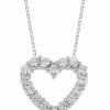 Best * Macy'S Diamond Heart 18 Pendant Necklace (1 Ct. T.W.) In 14K White Gold 14K White Gold