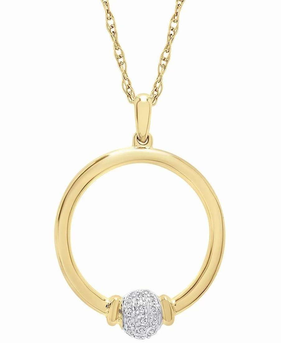 Hot * Wrapped Diamond Circle Pendant Necklace (1/10 Ct. T.W.) In 14K Gold, 18 + 2 Extender, Created For Macy'S Yellow Gold