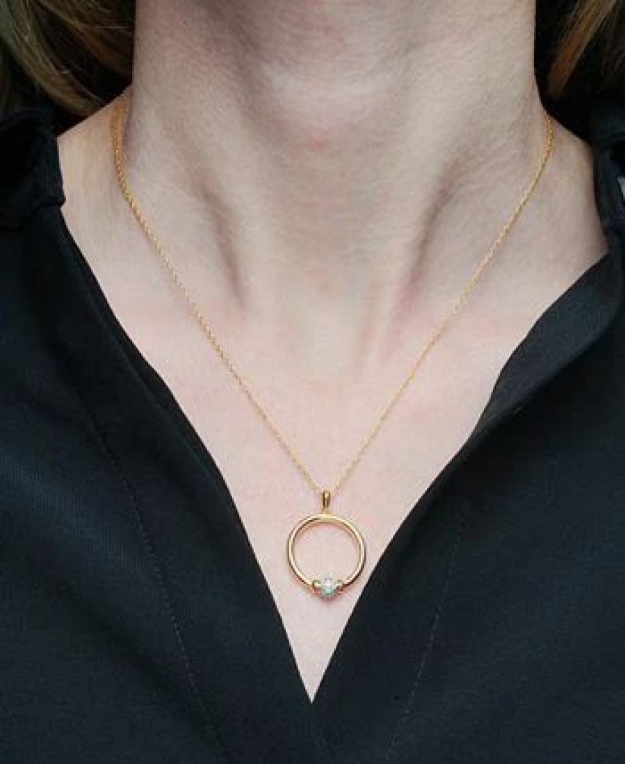 Hot * Wrapped Diamond Circle Pendant Necklace (1/10 Ct. T.W.) In 14K Gold, 18 + 2 Extender, Created For Macy'S Yellow Gold