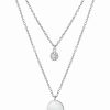 Online * Giani Bernini Double Layered 16 + 2 Cubic Zirconia Solitaire And 10Mm Disc Chain Necklace In Sterling Silver Silver