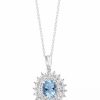 Hot * Effy Collection Aquamarine (1-5/8 Ct. T.W.) & Diamond (1/5 Ct. T.W.) Sunburst Halo 18 Pendant Necklace In 14K White Gold Aquamarine