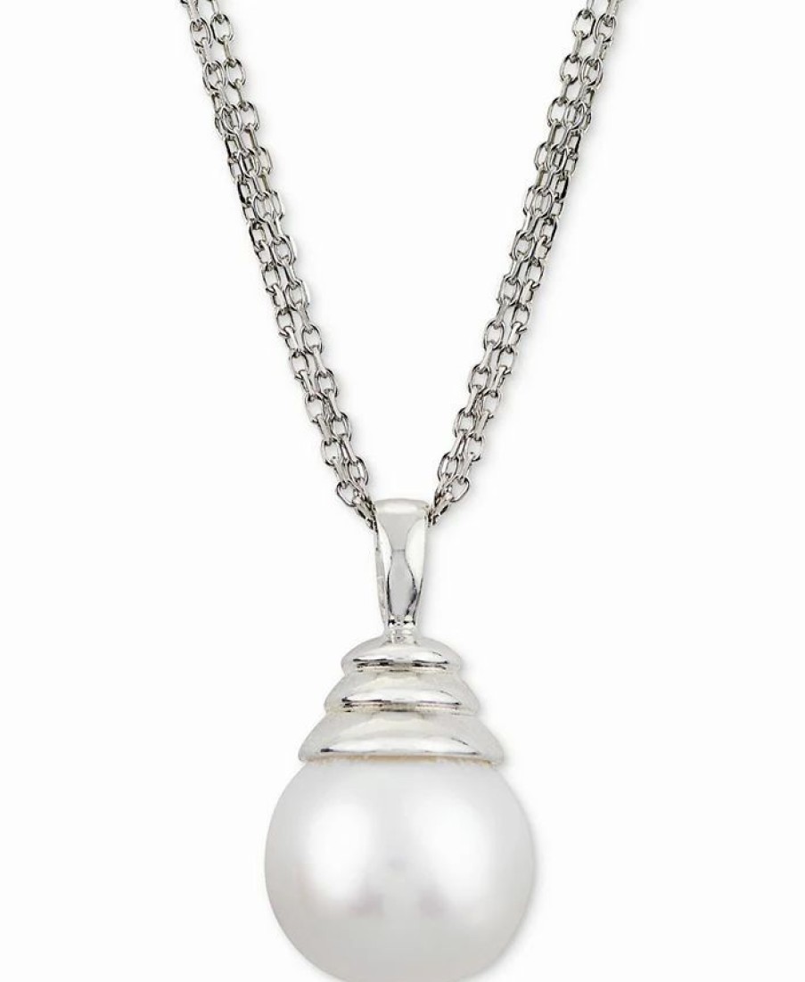 Best * Macy'S Windsor Cultured Freshwater Pearl (12Mm) 18 Pendant Necklace In Sterling Silver Silver