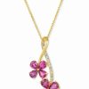 New * Le Vian Passion Ruby (1-5/8 Ct. T.W.) & Nude Diamond (1/10 Ct. T.W.) Double Flower Adjustable 20 Pendant Necklace In 14K Gold 14K Honey Gold Pendant