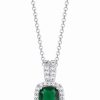 Best * Macy'S Birthstone Cushion Halo Pendant Necklace In Silver Plate