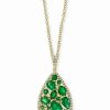 New * Effy Collection Emerald (3-1/20 Ct. T.W.) And Diamond (1/4 Ct. T.W.) Teardrop 18 Pendant Necklace In 14K Gold Emerald