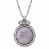 Hot * 2028 Silver-Tone Cap Amethyst Round Pendant Necklace Purple