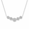 Hot * Macy'S Diamond Halo Graduated Statement Necklace (1/2 Ct. T.W.) In 14K White Gold, 16 + 2 Extender White Gold