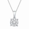 New * Macy'S Diamond Halo 18 Pendant Necklace (1/5 Ct. T.W.) In 14K White Gold White Gold