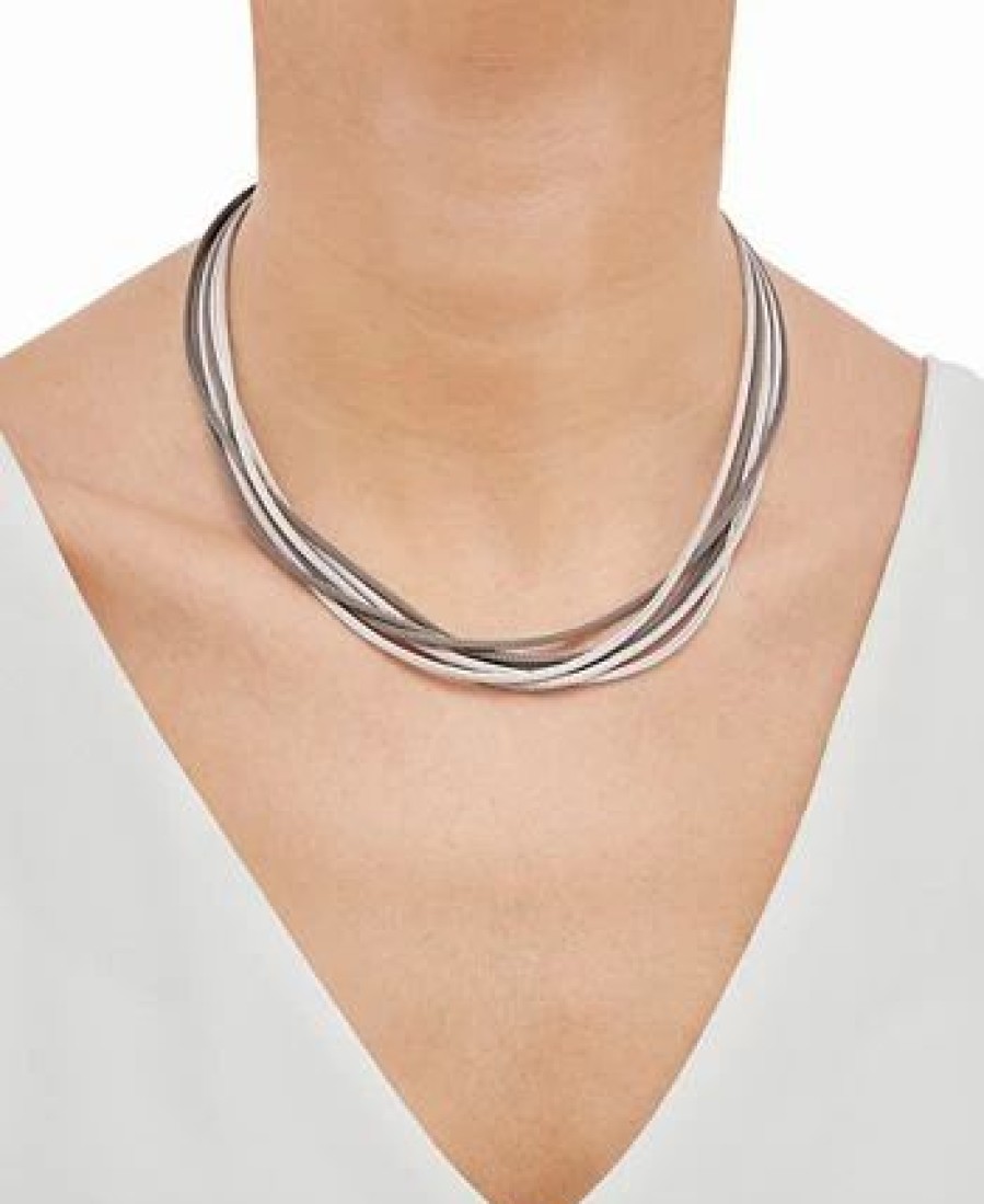 Online * Macy'S Ulti-Strand Mesh 16-1/2 Statement Necklace In Sterling Silver Sterling Silver