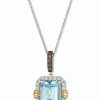 Wholesale * Le Vian Sea Blue Aquamarine (2 Ct. T.W.) & Diamond (1/4 Ct. T.W.) 20 Adjustable Pendant Necklace In 14K Two-Tone Gold No Color