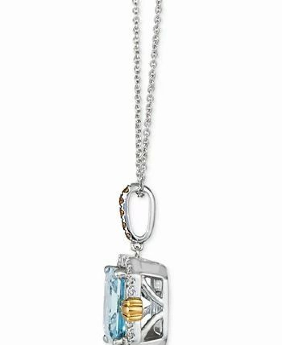 Wholesale * Le Vian Sea Blue Aquamarine (2 Ct. T.W.) & Diamond (1/4 Ct. T.W.) 20 Adjustable Pendant Necklace In 14K Two-Tone Gold No Color