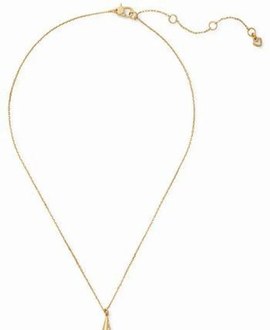 Best * Kate Spade New York Gold-Tone Pave Tear-Shape Mini Pendant Necklace, 16 + 3 Extender Clear/Gold