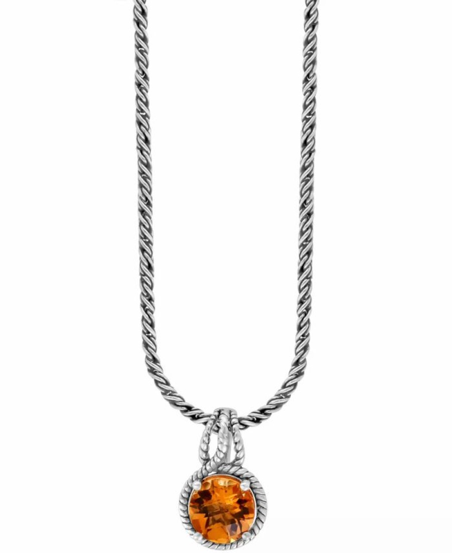 Best * Effy Collection Citrine Solitaire 18 Pendant Necklace (3-1/2 Ct. T.W.) In Sterling Silver Citrine