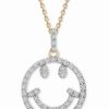 Hot * Wrapped Diamond Smiley Face 18 Pendant Necklace (1/10 Ct. T.W.) In 10K Gold, Created For Macy'S Yellow Gold