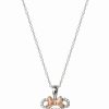 Hot * Disney Cubic Zirconia Dancing Minnie Mouse 18 Pendant Necklace In Sterling Silver & 18K Rose Gold-Plate Silver