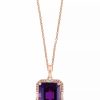 Online * Effy Collection Amethyst (5-3/4 Ct. T.W.) & Diamond (1/5 Ct. T.W.) Halo 18 Pendant Necklace In 14K Rose Gold Amethyst