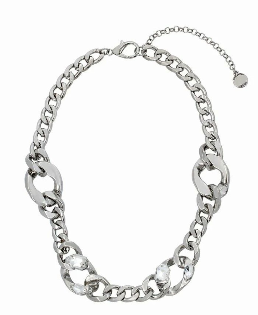 Wholesale * Steve Madden One Link Necklace Crystal, Rhodium