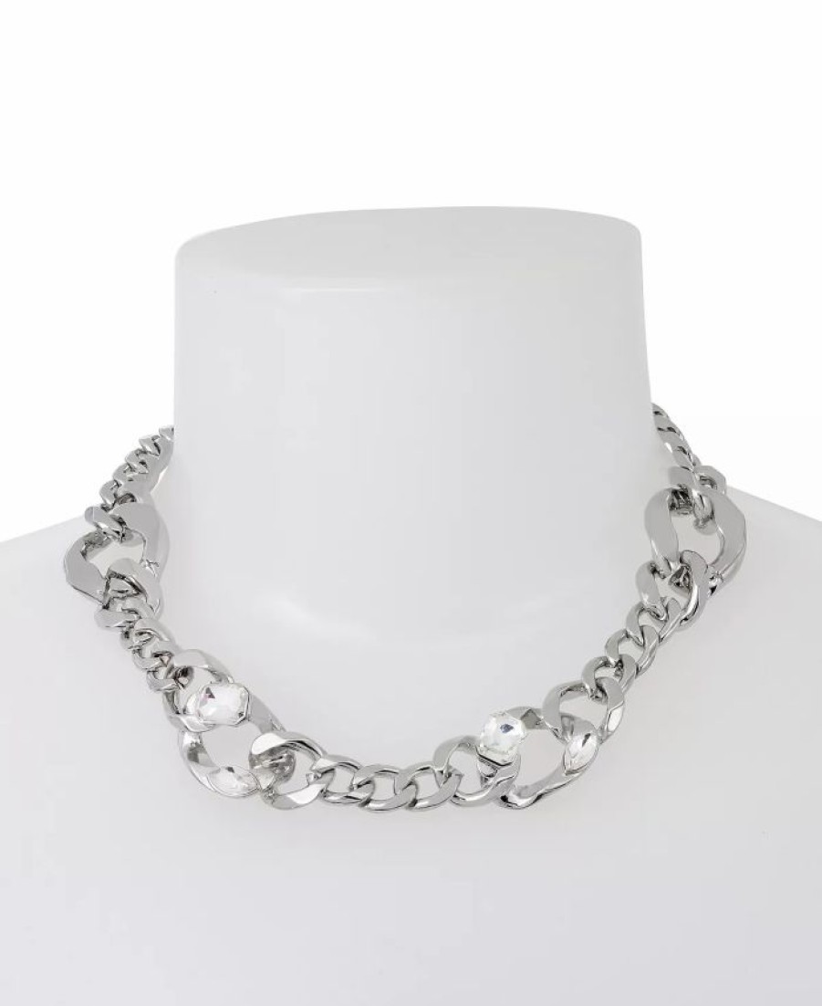 Wholesale * Steve Madden One Link Necklace Crystal, Rhodium