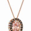 Best * Le Vian Peach Morganite (7/8 Ct. T.W.) & Diamond (1/3 Ct. T.W.) Adjustable 20 Pendant Necklace In 14K Rose Gold Morganite