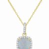 Hot * Macy'S Created Opal (3/4 Ct. T.W.) And Created White Sapphire (1/6 Ct. T.W.) Pendant Necklace In 10K Yellow Gold Created Opal