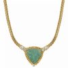 Wholesale * 2028 Gold-Tone Semi Precious Triangle Stone Necklace Green