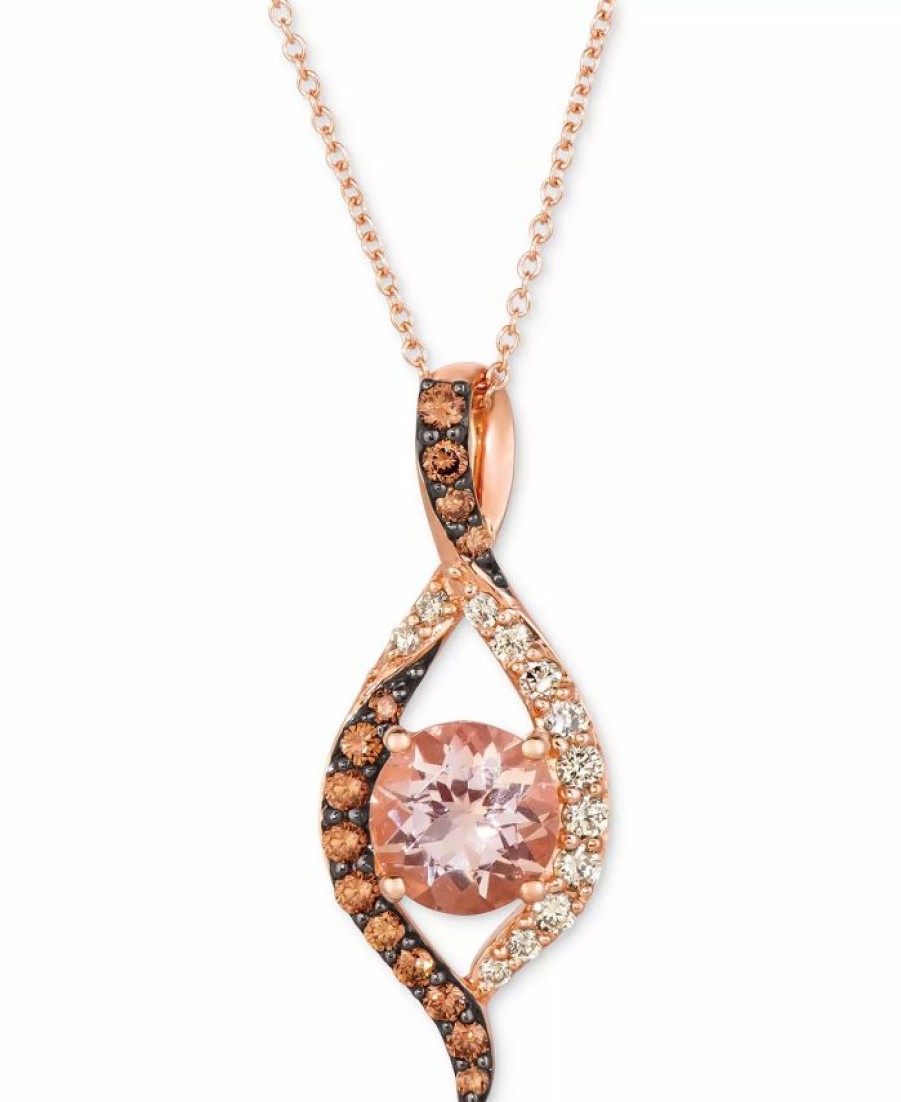 Wholesale * Le Vian Peach Morganite (1-3/8 Ct. T.W.) & Diamond (5/8 Ct. T.W.) 18 Pendant Necklace In 14K Rose Gold Morganite